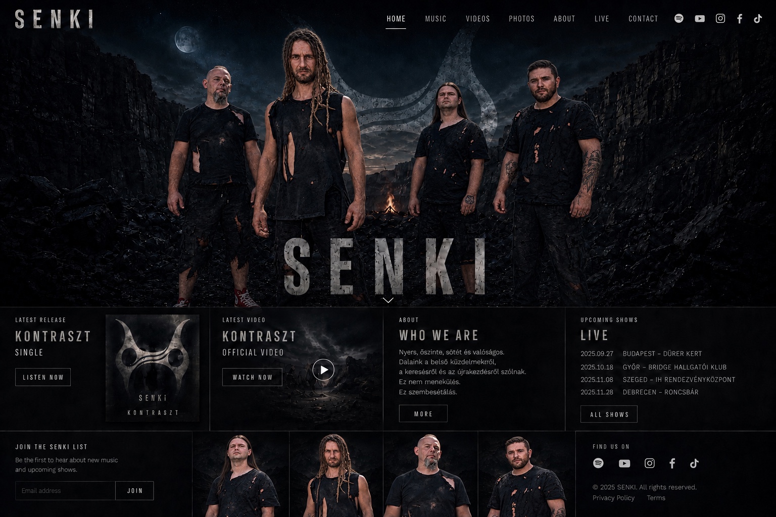 SENKI band — four members in the approved cinematic Home composition